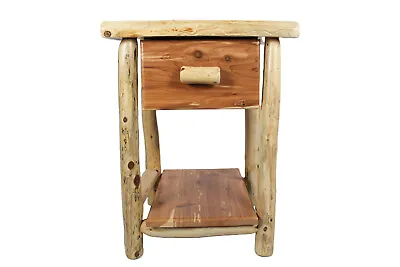 Rustic Night Stand With Storage CEDAR End Table LOG Amish Handcrafted Cabin • $349