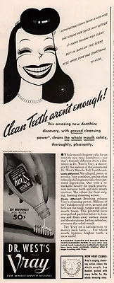 1941 Ad Dr West Vray Dentifrice Tooth Powder Electric Eye Poem  • $12.99