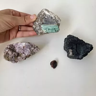 Maine Tourmaline Garnet Lepidolite Crystal Lot Mixed Mineral Lot Large Size • $50