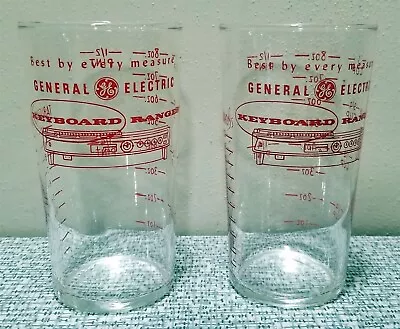 Vtg PAIR GE GENERAL ELECTRIC Advertising KEYBOARD RANGES MEASURING TUMBLER Glass • $19.95