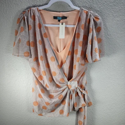 $28.19 • Buy Eva Franco By Anthropologie Shining Layered Blouse Top Flared Short Sleeve S New