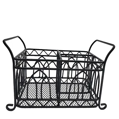 Desk Organizer Metal Basket With 3 Compartments Black - Approx 10x6x7 • $6.75