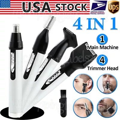 4 In 1 Electric Hair Trimmer Ear Nose Beard Eyebrow Shaver USB Rechargeable Men • $11.41