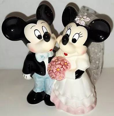 Disney Mickey & Minnie Mouse Wedding Ceramic Figurine Bride & Groom Cake Topper • $59.99