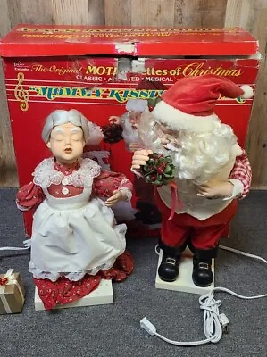 Vintage Telco Motion-ettes Christmas Kiss Mommy Kissing Santa Animated Decor Old • $79.99