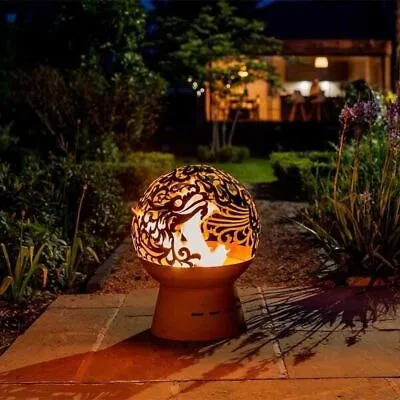£129.99 • Buy Fire Pit Silhouette Round Cast Iron Garden Heater Log Burner Basket Bowl Globe