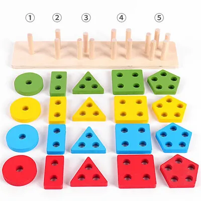 £9.55 • Buy Montessori Toys For 1 2 3 Year Old Boys Girls Wooden Sorting Stacking Toys Kids