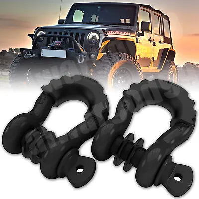 3/4  D-Ring Black Bow Shackles W/ Black Isolators Washer Clevis Kit 4.75 Ton • $22.79