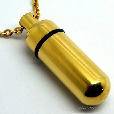 Cremation Urn Necklace Ashes Pendant 24k Gold Plated Keepsake Charm Pill Capsule • £29.99