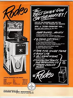 Rodeo Arcade Game Flyer Original 1972 Retro Vintage Artwork Shooting Gallery Gun • $26.40