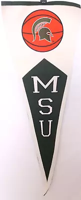 NEW Vtg 40  Michigan State Spartans MSU Basketball Embroidered Wool Pennant Flag • $25.46