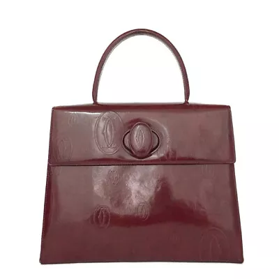 $2.25 • Buy Cartier Happy Birthday Bordeaux Patent Leather Hand Bag /3Q0230