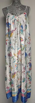 Vtg Mary McFadden Colorful Print Satin Slip Dress~Size M~USA • $99