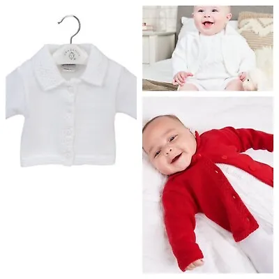 £11.99 • Buy Baby Boy Girl Spanish Cardigan Fancy Knitted White Red Button Down Collar Jacket