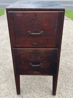 Vintage 1940's Two Drawer Wooden Filing Cabinet • $990