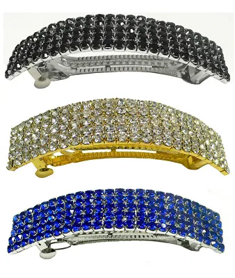 Set Of 3 Large Vintage Bar Barrettes Sparkly Crystals ThickHair Barrettes-0004-3 • $8.99