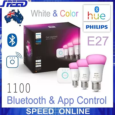 PHILIPS Hue White & Color Ambiance 1100 Starter Kit - Bluetooth/WiFi - E27 Bulbs • $204.86