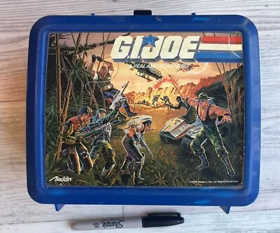 Vintage GI Joe Real American Hero Blue Lunch Box And Thermos 1986 Aladdin • $19.99