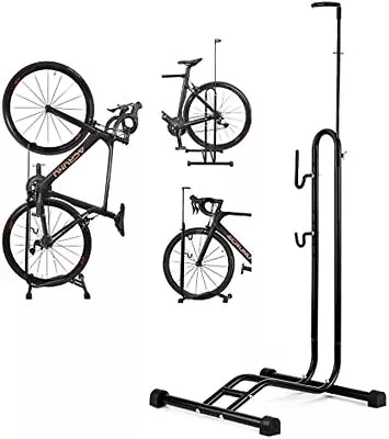 Upright Bike Stand Premium Vertical Adjustable Bicycle Floor Parking Rack Stand • £25.99