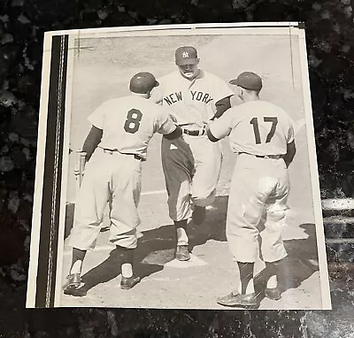 1950’s Mickey Mantle Crosses Home  With Berra Looking On Wire Photo • $85