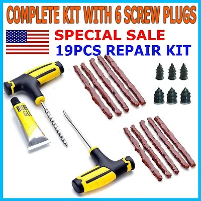 19 PCS Tire Repair Kit DIY Flat Tire Repair Car Truck Motorcycle Home Plug Patch • $7.95