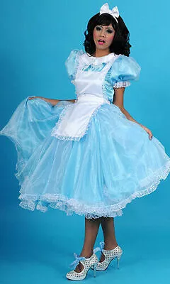 Sissy Girl Maid Blue Satin-Organza Lockable Dress Cosplay Costume Tailor-made • $79.99