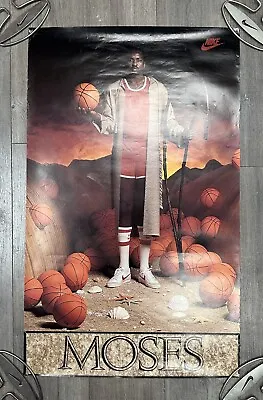 Vintage 1985 Nike Poster Moses Malone Parting Red Sea NBA Jeff Coons Art 22x36 • $225