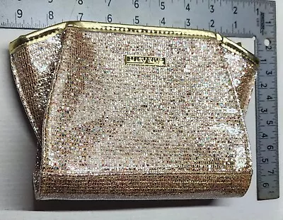 Mary Kay Multicolored Sparkle Glitter Cosmetic Bag With Gold Trim • $4.99