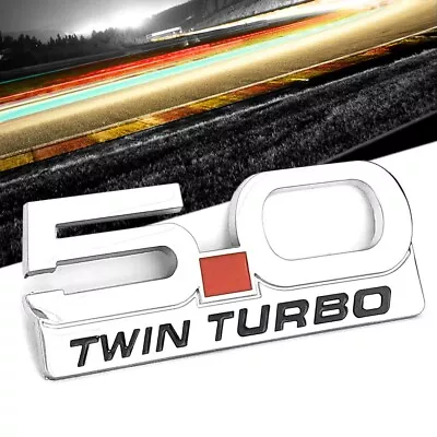 $8.35 • Buy Chome/Silver 5.0 TWIN TURBO Style Logo Exterior Metal Emblem Decal Badge Sticker