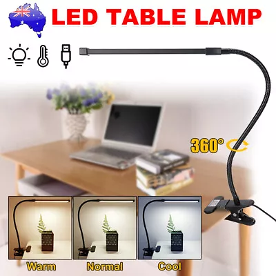 Clip On Desk Lamp Table Light Bedside Night Reading Led Eye Care USB Dimmable AU • $15.68