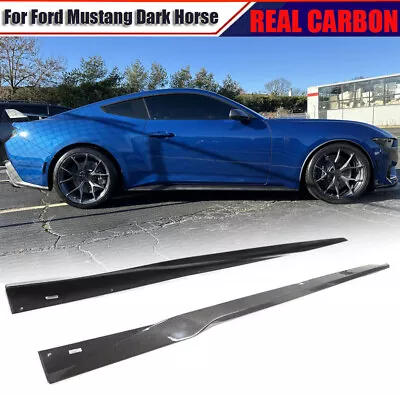 For Ford Mustang Dark Horse GT 23UP REAL CARBON SIDE SKIRT EXTENSION LIP BODYKIT • $474.99