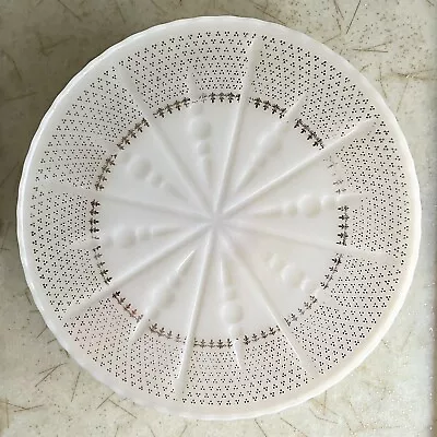 VTG MCM Anchor Hocking 10” Milk Glass Cake Stand Pie Plate Pedestal Depression • $19.97