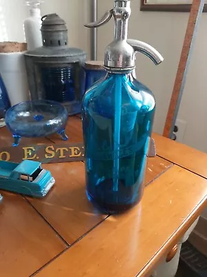 Vintage Seltzer Bottle W & J Beverages Czech. Blue Clean All Original Rare • $70