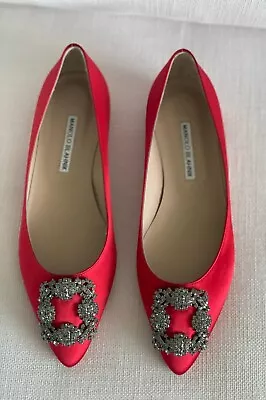 Manolo Blahnik 38 Red Hangisi Brand New In Dust Bag • $450