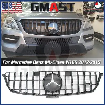 All Black GTR Style Grille W/Mirror Star For Benz ML-Class W166 2012-2015 ML500 • $159