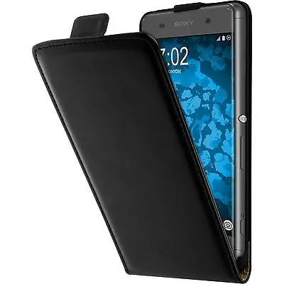 $18.76 • Buy Faux Leather Cover For Sony Xperia XA Flip Case Black +2 Protector