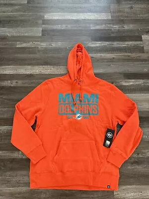 NWT ‘47 Brand NFL Miami Dolphins Orange Hoodie Mens Sz 2XL 🐬 • $39.99
