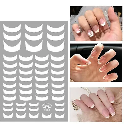 Nail Art Stickers Decals WHITE French Line Manicure Nail Tips Mani Stencils R351 • $3.02