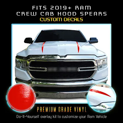 For 2019+ Ram 1500 Crew Cab Hood Spears Stripes Trim Decal Overlay - Gloss Vinyl • $24.85