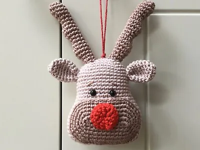 Handmade Crocheted Reindeer Christmas Tree Bauble Hanging Decorations • £7.50