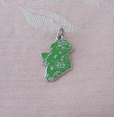 Vintage EIRE IRELAND MAP Sterling Silver ENAMEL Charm • $19.99