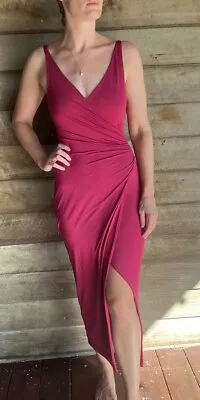 Kookai Pepper Bodycon Midi Dress In Dark Pink Size 1 AUS 8 36 • $10