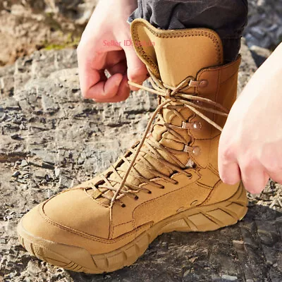 Men Army Military Tactical Work Boots Desert Leather Combat Outdoor SWAT Shoes • $52.90