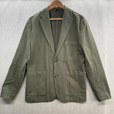 J Crew Garment Dyed Cotton Linen Chino Suit Jacket Mens 38 Green Chore Coat • $49.95