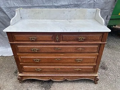Antique Victorian Era Oak French Provincial Style Marble Top Wash Chest Drawers • $80