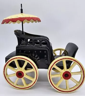 Vtg 1956 McCoy Buggy Wagon Pottery Planter Carriage Rolling Wheels Umbrella Rare • $99.99