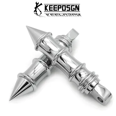 Motorcycle Chrome Spike Foot Pegs For Harley Touring Heritage Softail Iron 883 • $35.62