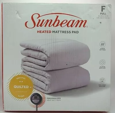 Sunbeam SlumberRest Premium Electric Heated Quilted Mattress Pad Full Cotton • $74.99