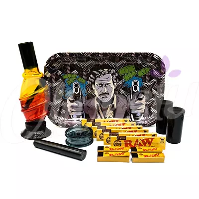 £17.99 • Buy Gangsta Pablo Escobar Large Metal Tray Chongz Hookah Rolling Gift Grinder Set