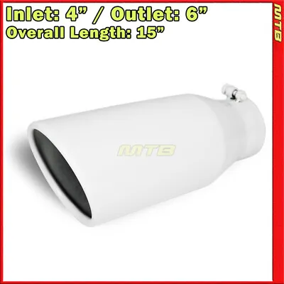 Exhaust Tip 214102 Stainless Truck Angled White 15 Inch Bolt-On 4 In 6 Out • $41.49